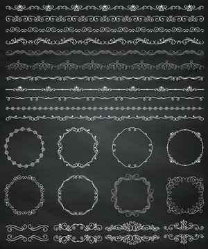Chalk Drawing Borders and Frames, Dividers, Swirls