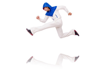 A man in white sportswear isolated on white