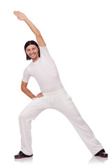 A man in white sportswear isolated on white