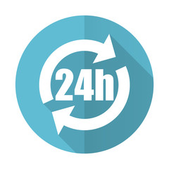 24h blue flat icon