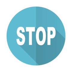 stop blue flat icon