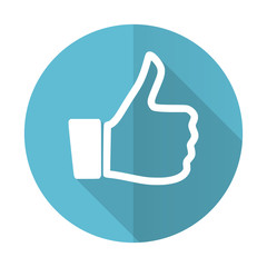 like blue flat icon thumb up sign