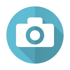 camera blue flat icon