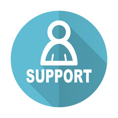 support blue flat icon
