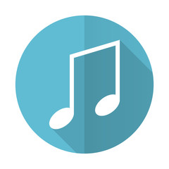 music blue flat icon note sign