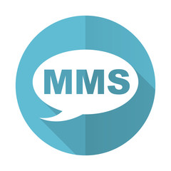 mms blue flat icon message sign