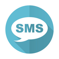 sms blue flat icon message sign