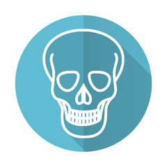 skull blue flat icon death sign