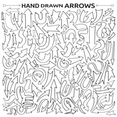 Hand drawn black arrows on white background
