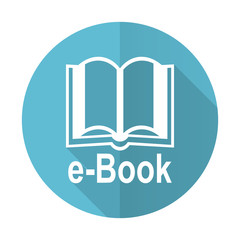 book blue flat icon e-book sign
