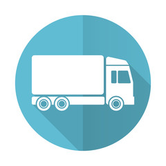 delivery blue flat icon truck sign