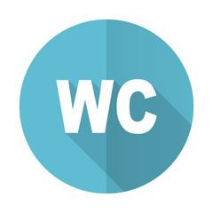 toilet blue flat icon wc sign
