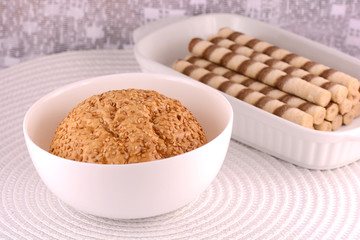 sweet cake on white plate