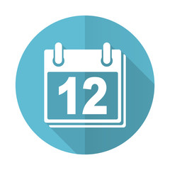 calendar blue flat icon organizer sign agenda symbol