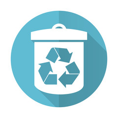 recycle blue flat icon recycling sign