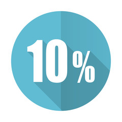 10 percent blue flat icon sale sign