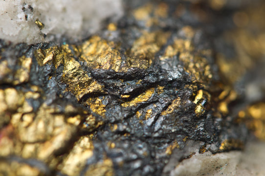 Chalcopyrite Copper iron sulfide mineral Macro.