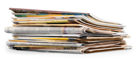 Magazine. Stack of magazines isolated on white background