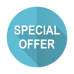 special offer blue flat icon