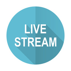 live stream blue flat icon