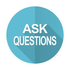 ask questions blue flat icon