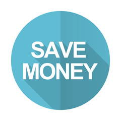 save money blue flat icon