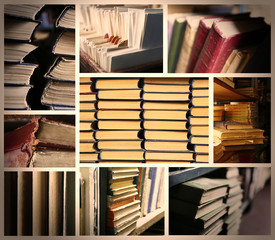 Fototapeta premium Many different compositions with books in collage