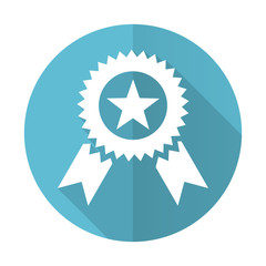 award blue flat icon prize sign