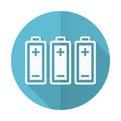 battery blue flat icon power sign