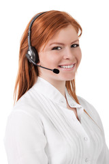 Young Beautiful Call Center Support Agent Woman Smiling