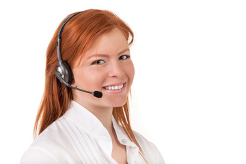 Young Beautiful Call Center Support Agent Woman Smiling