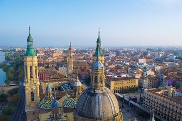 View over the cityscape of spanish city zaragoza - obrazy, fototapety, plakaty