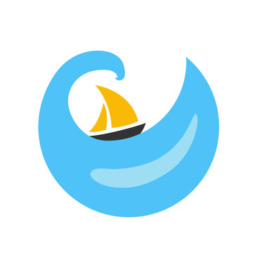 Sailing boat on the water, logo