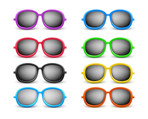 Set of Realistic Colorful Elegant Sunglasses