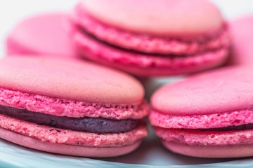 Macaroon. Sweet and colourful french macaroons on retro-vintage