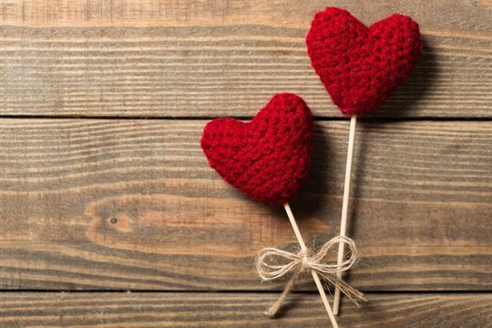 Valentine. Love hearts on wooden texture background, valentines