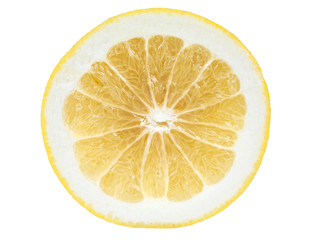 Slice of grapefruit on white background