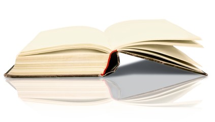 Art. Image of opened magic book with magic lights