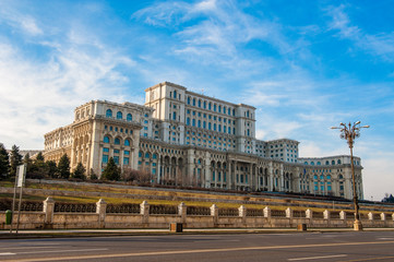 Fototapeta na wymiar Palace of the Parliament in Bucharest, a city located in Romania