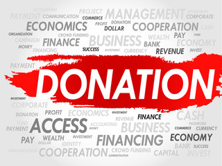 DONATION word cloud, business concept