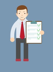 Manager holding the document approved, vector illustration