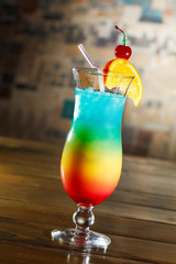 Tropical cocktail in glass