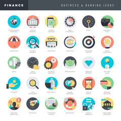 Set of flat design icons for business and banking