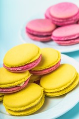 Macaroon. Sweet and colourful french macaroons on retro-vintage