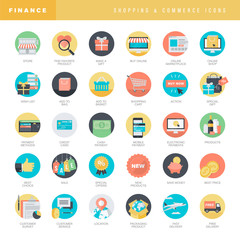 Set of flat design icons for online shopping and e-commerce