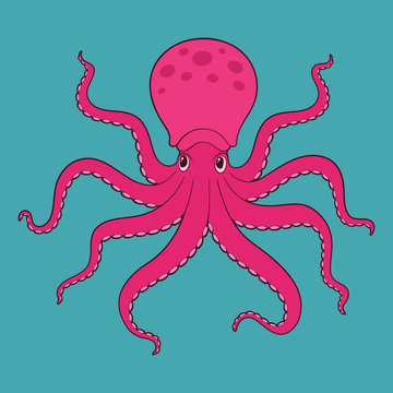 Purple cartoon octopus