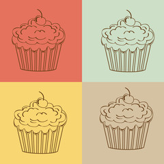 Cupcakes Seamless linear pattern