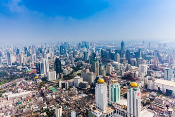 Fototapeta na wymiar City town, View Point on top of building, Bangkok, Thailand. Cit