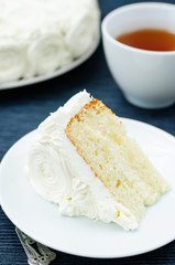 cake with vanilla cream in the form of roses