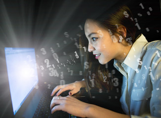 woman using deep internet